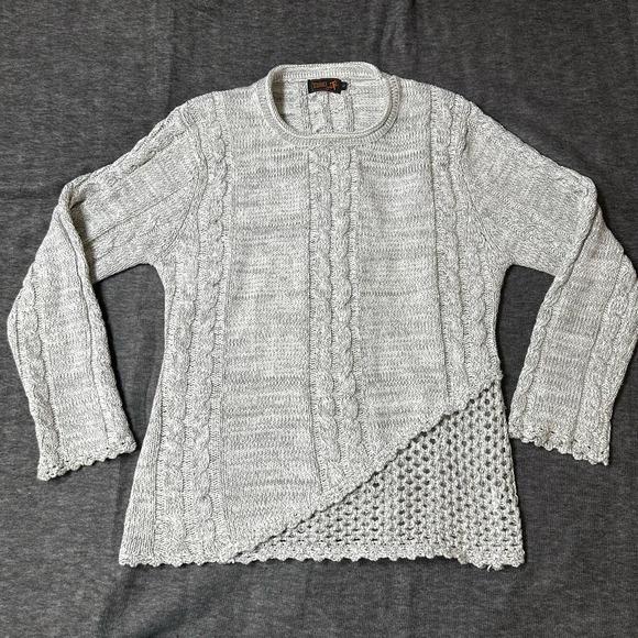 Ladies TIVOLI Linen Cotton Sweater Gray Rolled Neck L - Picture 1 of 10